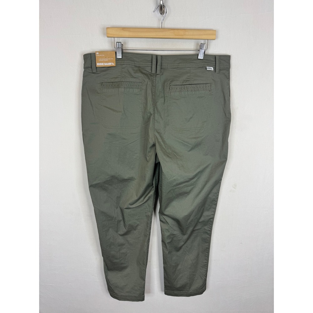 Eddie Bauer Aspire Ankle Pant Womens 18 Olive Green Mid Rise‎ Slim Ankle New